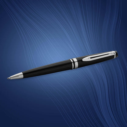 Waterman Expert Ballpoint Pen | Gloss Black with Chrome Trim | Medium Tip | Blue Ink | Gift Box