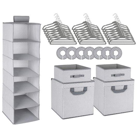 42-Piece Nursery Organizer Set in Chevron Grey