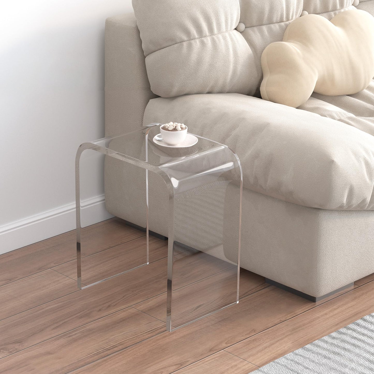 Clear Acrylic End Table with Waterfall Edges