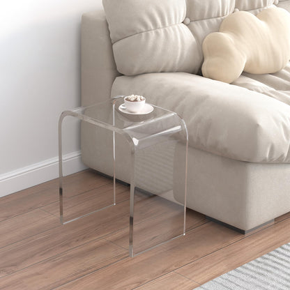 Clear Acrylic End Table with Waterfall Edges