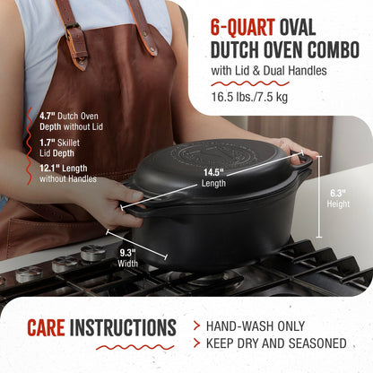 Victoria 6-Quart Cast Iron Dutch Oven Set