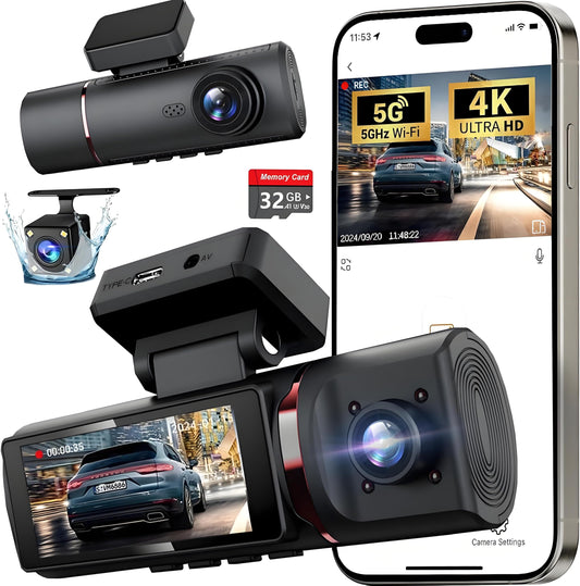 3 Channel 4K Dash Cam with Night Vision