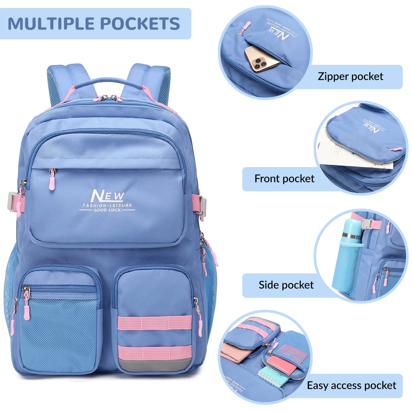 Water Resistant Backpack for Students, 15.6" Laptop