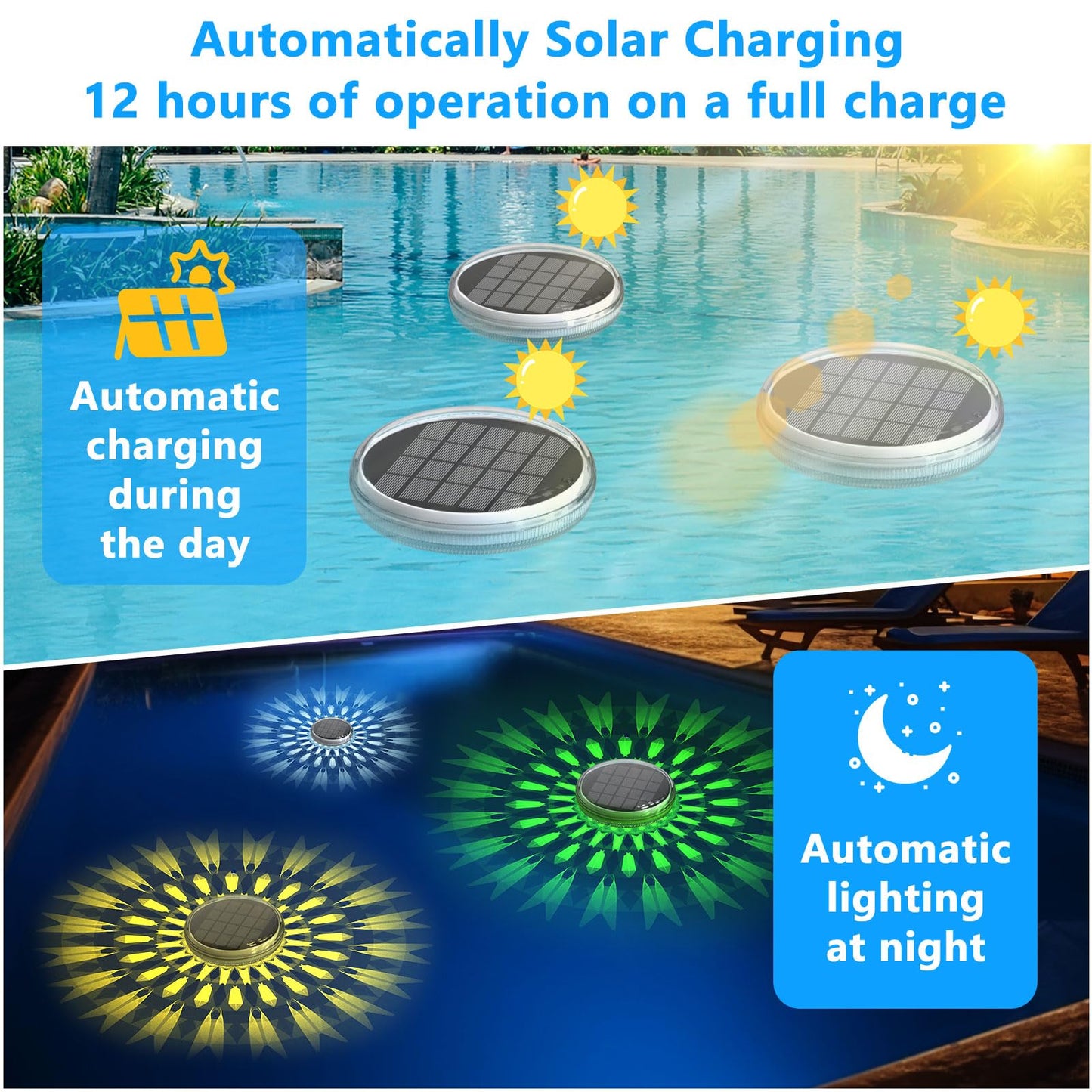 2 Pack Solar Floating Pool Lights with Remote