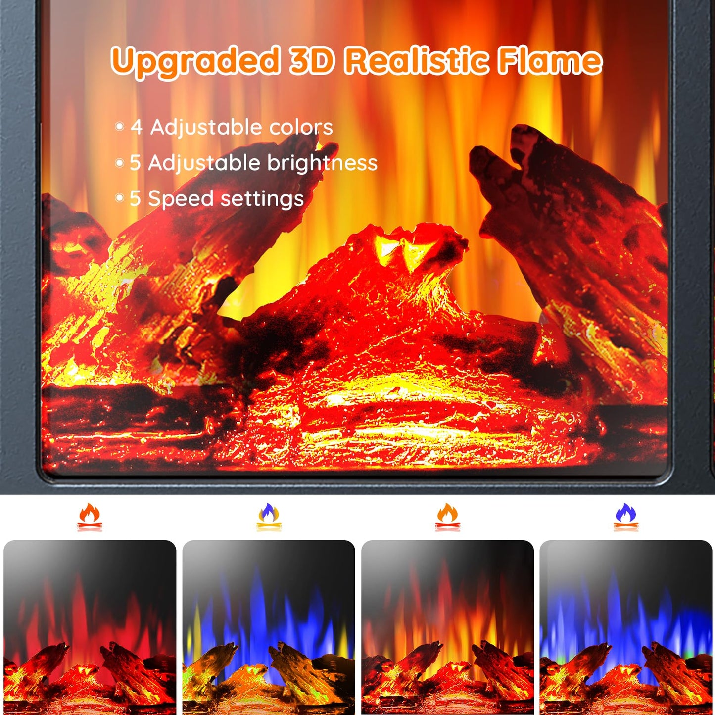 Rintuf 1500W Electric Fireplace Heater with Remote