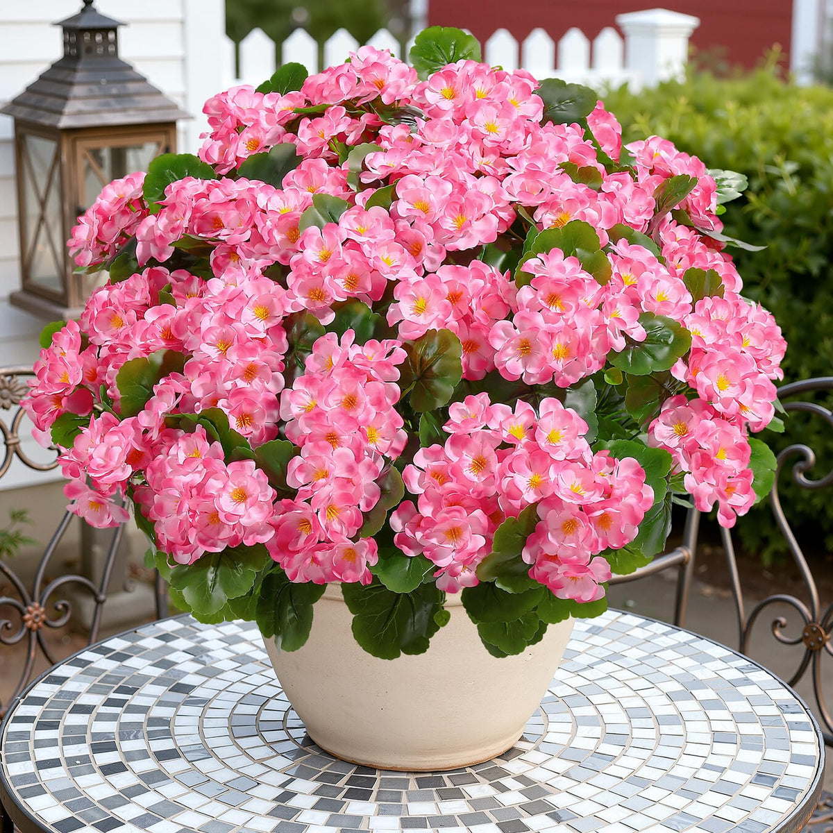 16 Pack UV Resistant Artificial Geranium Flowers