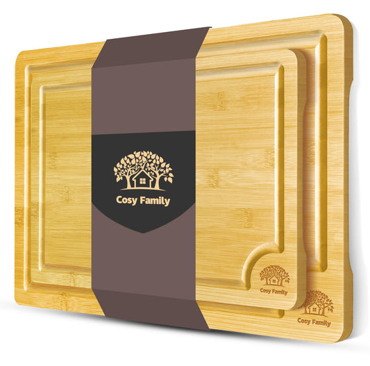 Bamboo Cutting Boards Set with Juice Groove