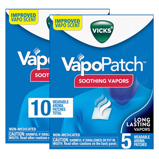 Vicks VapoPatch, Wearable Mess-Free Aroma Patch, Soothing & Comforting Non-Medicated Vicks Vapors, For Adults & Children Ages 6+, 5ct (2 pack)