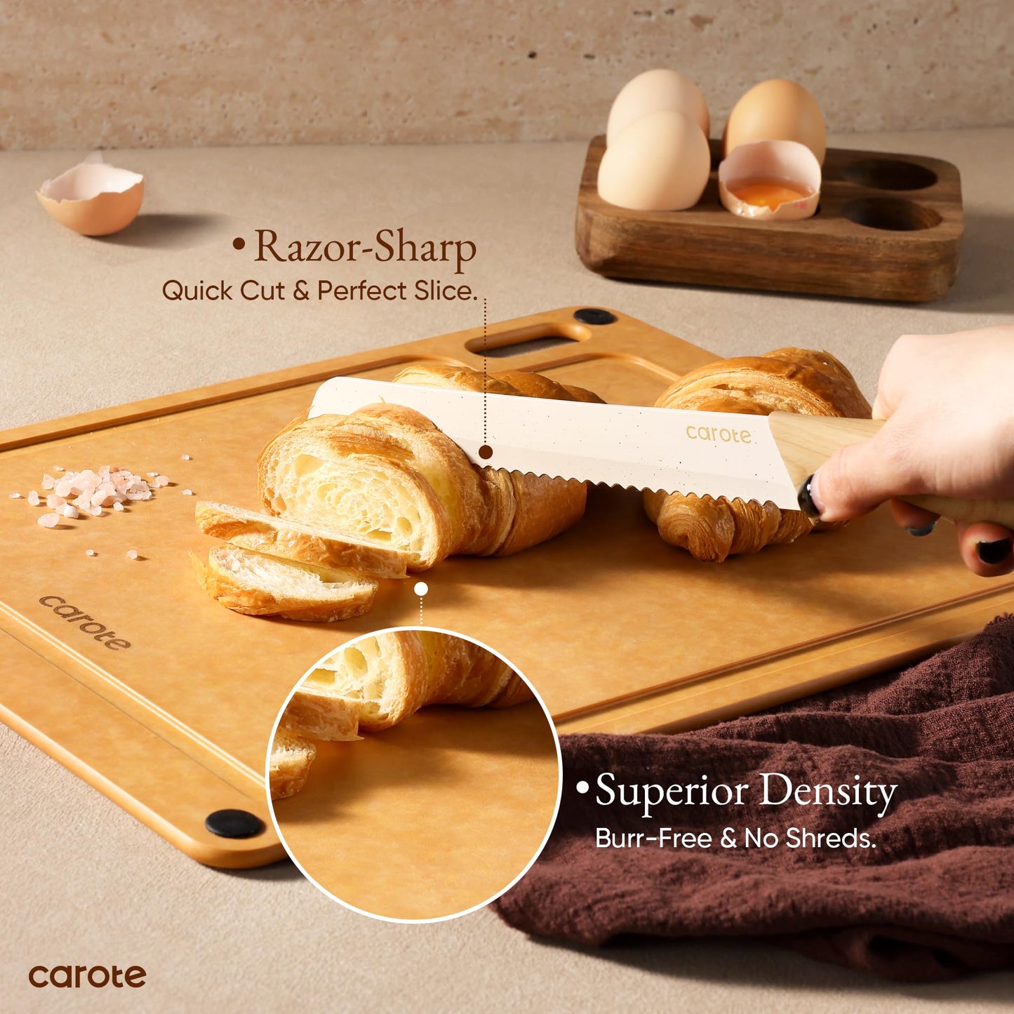 7-Piece CAROTE Stainless Steel Knife Set with Board