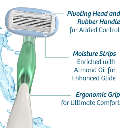 BIC Soleil Escape Women's Disposable Razors With 5 Blades for a Sensorial Experience and Comfortable Shave, Pack of Jasmine & Eucalyptus Scented Handle Shaving Razors for Women, 2 Count
