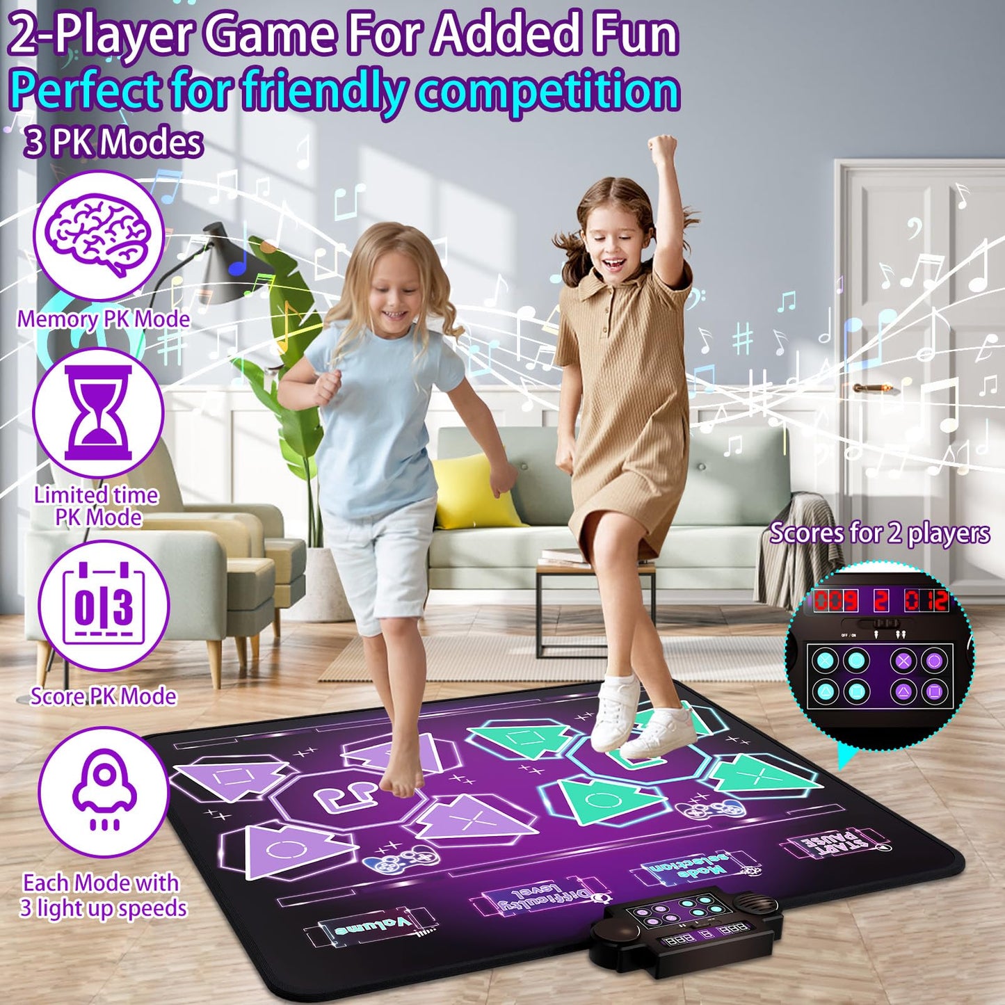 Kids Dance Mat - 2-Player Electronic Floor Game