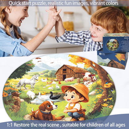 70-Piece Farm Floor Puzzle for Kids Ages 3-8