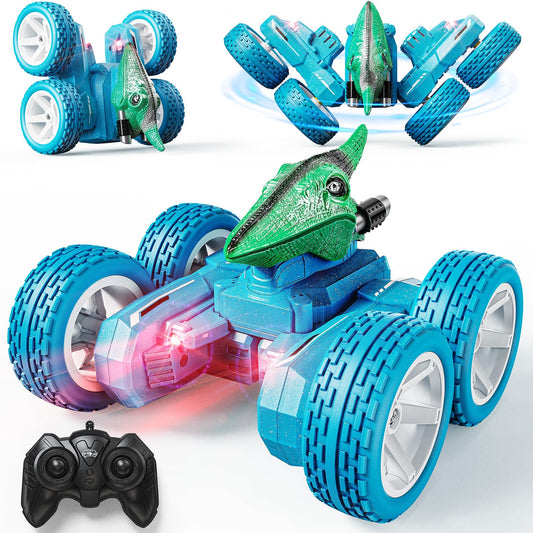 DODOELEPHANT Mini Remote Control Car,Dinosaur RC Car Truck Toys for Toddlers 1:28 Scale with Light,4WD,2.4Ghz Rechargeable,All Terrains for Boys Kids Girls Indoor Ages 8+ Green