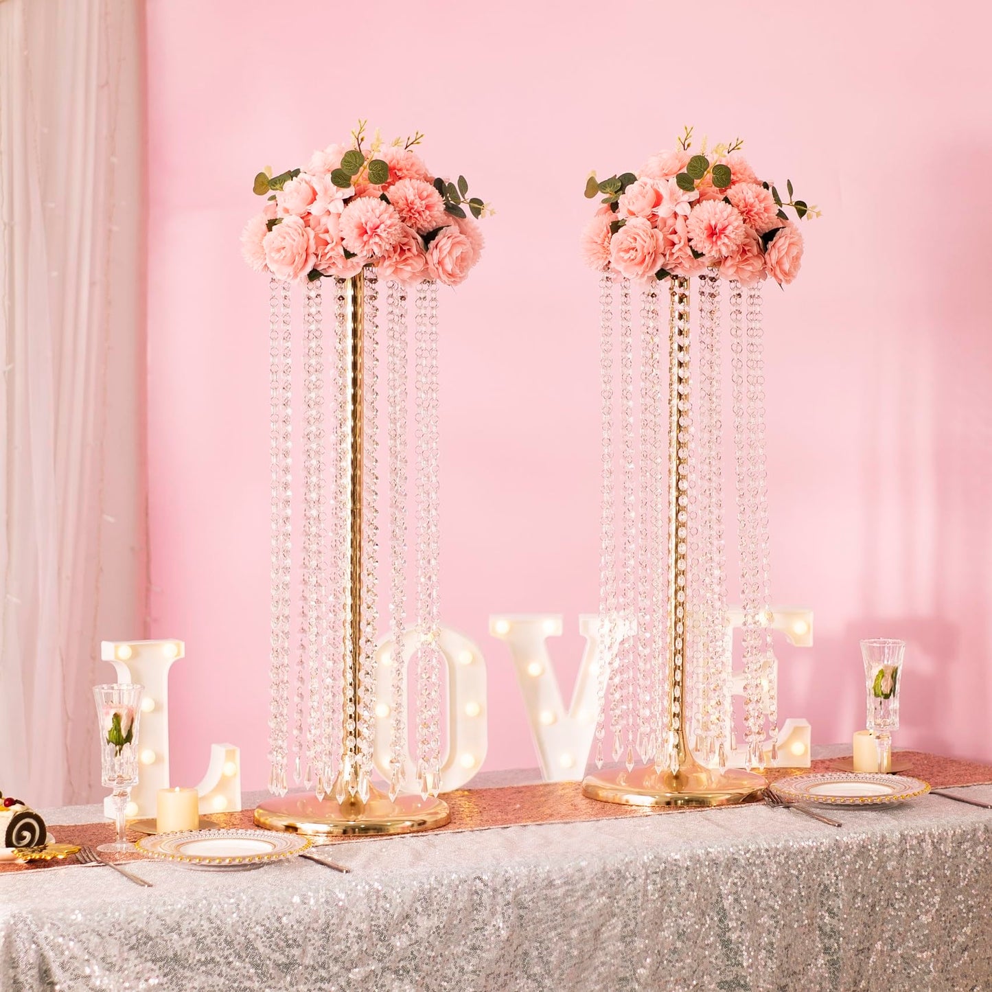 Gold Flower Stand Vases for Wedding Centerpieces