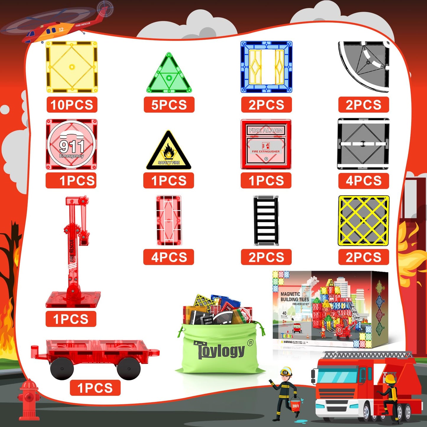Magnetic Tiles Road Set Toy for Kids