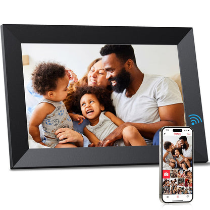 FRAMEO 10.1" Digital Picture Frame WiFi Smart Photo Frame Electronic Digital Picture Frames Load from Phone 1280x800 HD IPS Touch Screen,Auto-Rotate/Slideshow/Wall Mountable/Share Videos Photo-Black