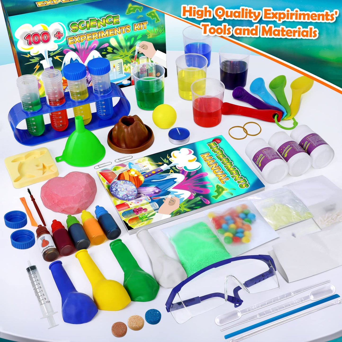 UNGLINGA 100+ Science Lab Experiments Kit for Kids, STEM Project Activities Educational Birthday Toys Gifts for Boys Girls, Chemistry Set, Gems Dig, Volcano, Glowing Worms