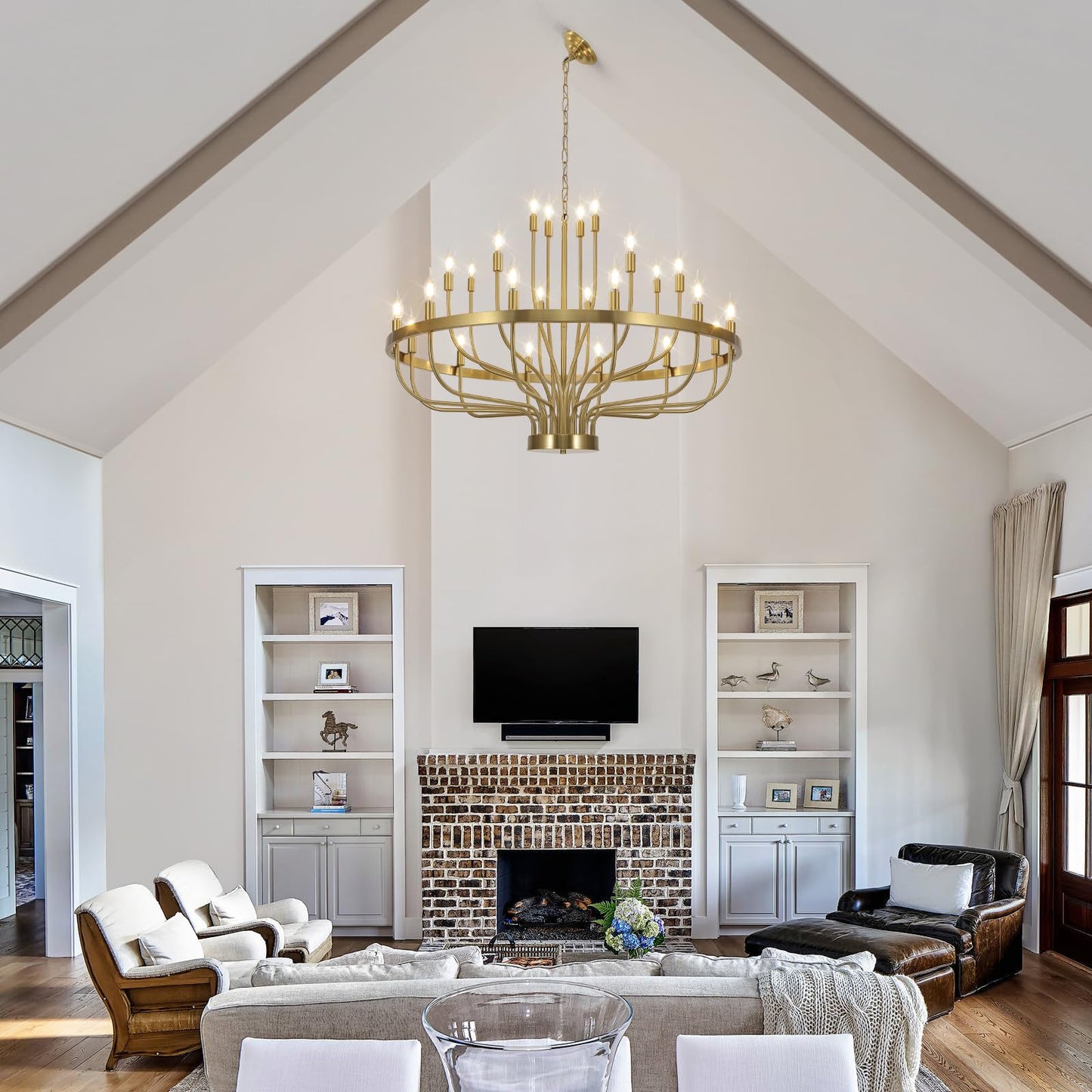 39in 24-Light Farmhouse Chandelier for High Ceilings