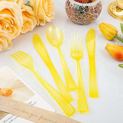 WDF 180-Piece Yellow Disposable Cutlery Set
