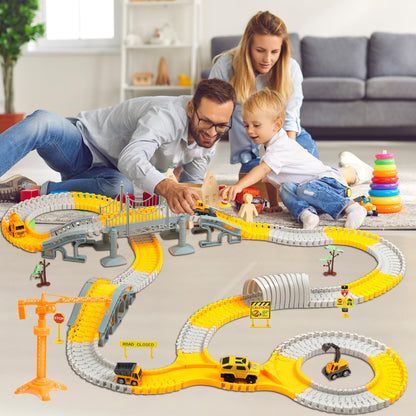 BUBZEEX 345 PCS Construction Toys Race Tracks, 5 PCS Construction Car Toys Gifts for 2 to 4 Years Old Boy and Girl, Kids Car Track Christmas Birthday Gift for Toddlers 5 to 7 Years