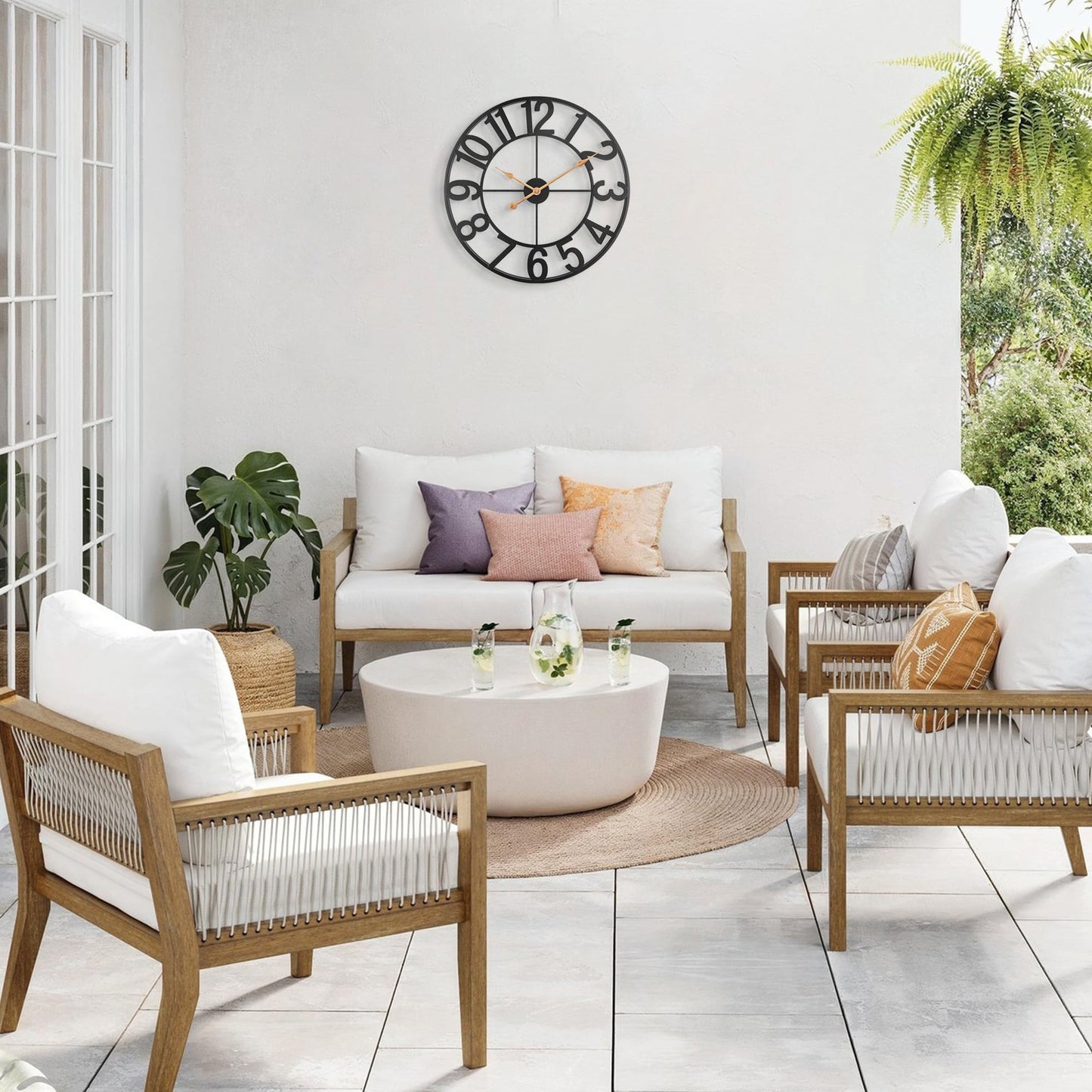 24-Inch Outdoor Wall Clock, Silent Battery Operated