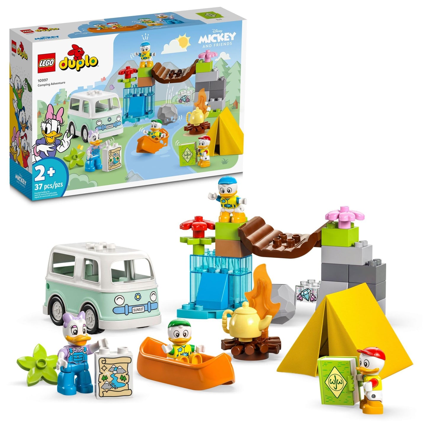 LEGO DUPLO Disney Mickey and Friends Camping Adventure 10997 Toddler Building Toy Set, Features 4 DUPLO Toy Figures: Daisy Duck, Huey, Dewey and Louie to Inspire Creative Role Play