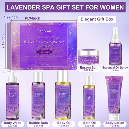 Spa Gifts for Women,Christmas Gifts for Women,Womens Gifts for Christmas,Lavender Bath Spa Set for Relaxation & Stress Relief,Relaxing Spa Gift Baskets for Women,Stocking Stuffers for Adults Women Mom