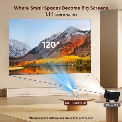 Mini Projector with Bluetooth, Electric Focus Portable Movie Projector with 270° Rotatable, 1080P HD Support, Auto Keystone, Compatible with Smartphone, TV Stick, Laptop, HDMI for Bedroom, Outdoor Use