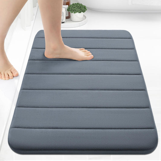 Colorxy Memory Foam Bath Mat 24x16, Ultra Soft and Absorbent Bathroom Rugs, Non-Slip, Machine Wash Dry, Thick Bath Rug Carpet for Bathroom Floor, Sink and Shower, Dark Grey