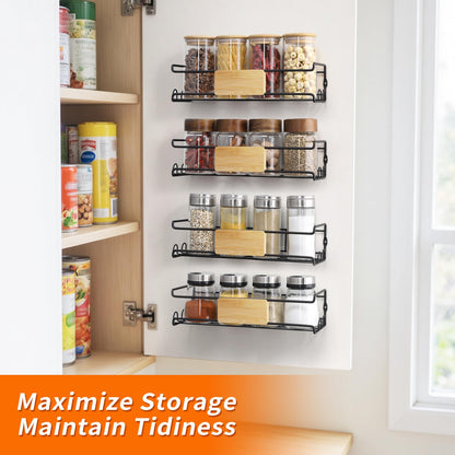 4-Pack Wall Spice Rack for Kitchen Storage