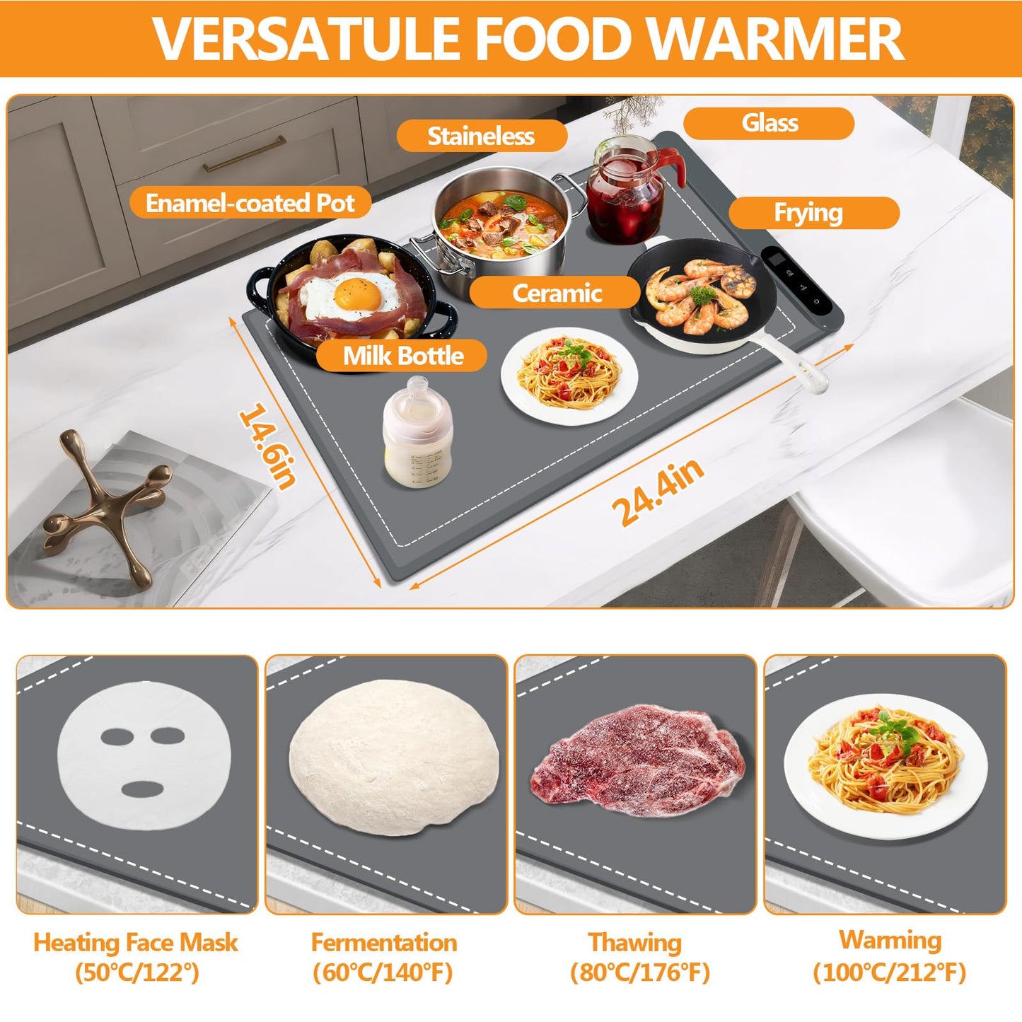 Rollable Electric Warming Tray with 6 Temp Settings