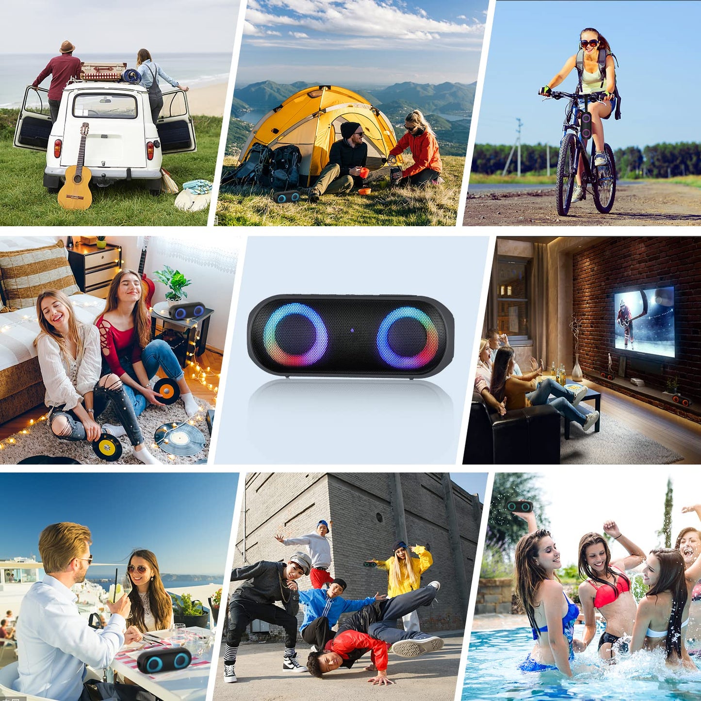 30W Waterproof Bluetooth Speakers with RGB Lights