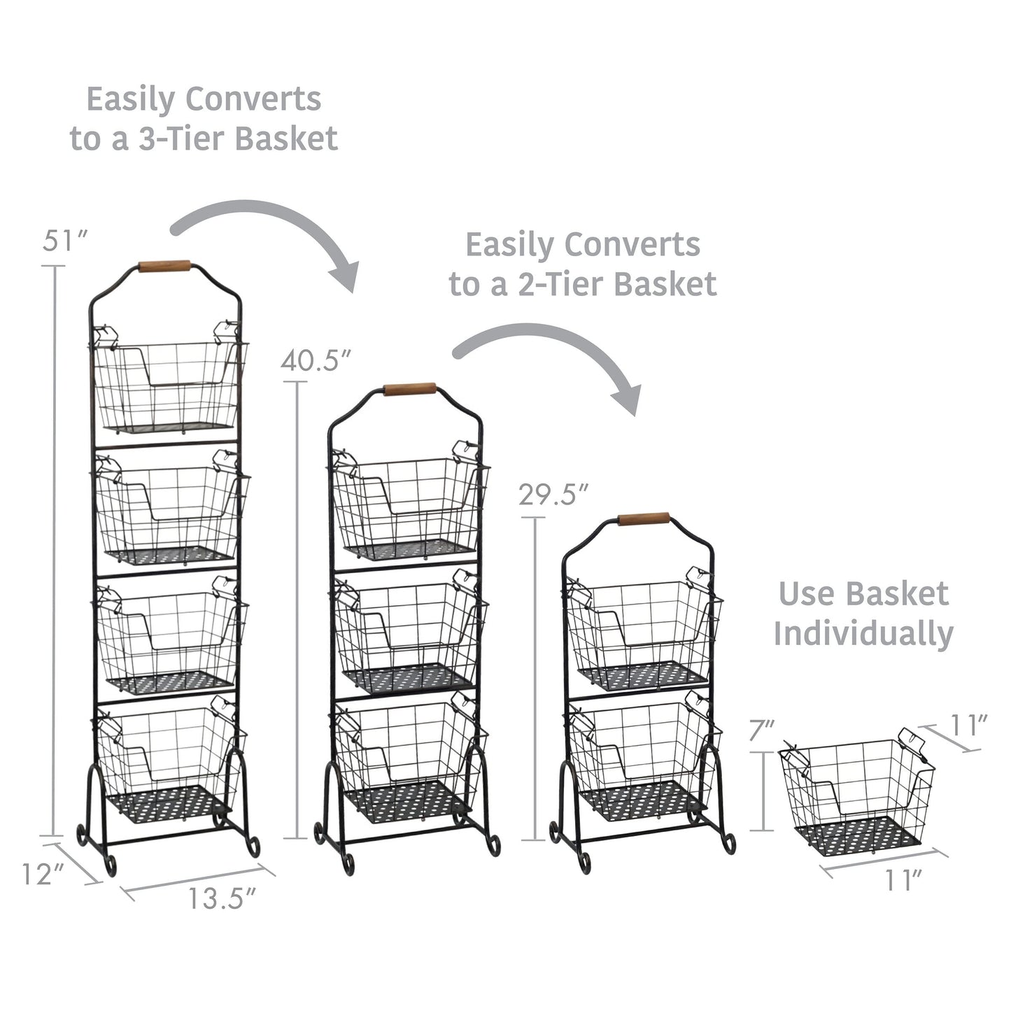 Gourmet Basics 4-Tier Metal Fruit Basket Stand