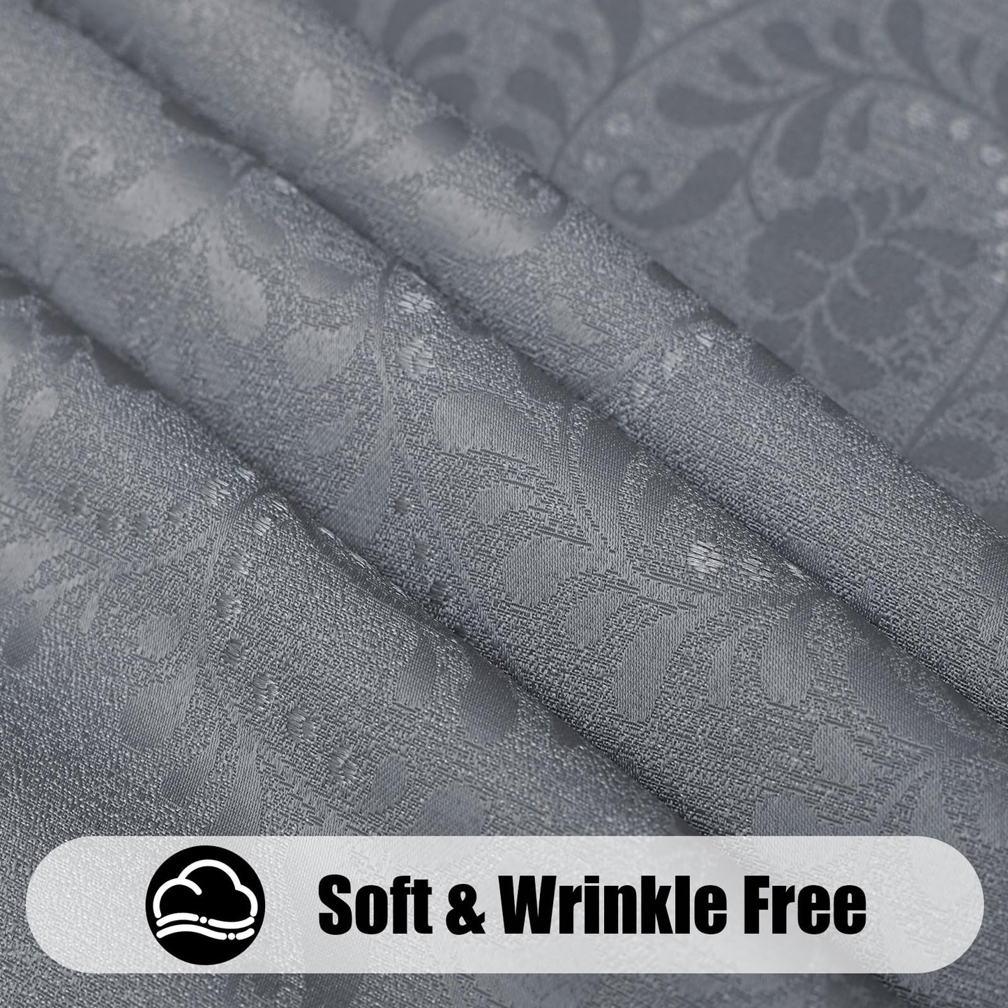 Moosfor Rectangle Tablecloth 60x84 Inch, Waterproof Damask Jacquard Table Cloth, Washable Fabric Table Covers for Dining, Parties, Indoor and Outdoor, Grey