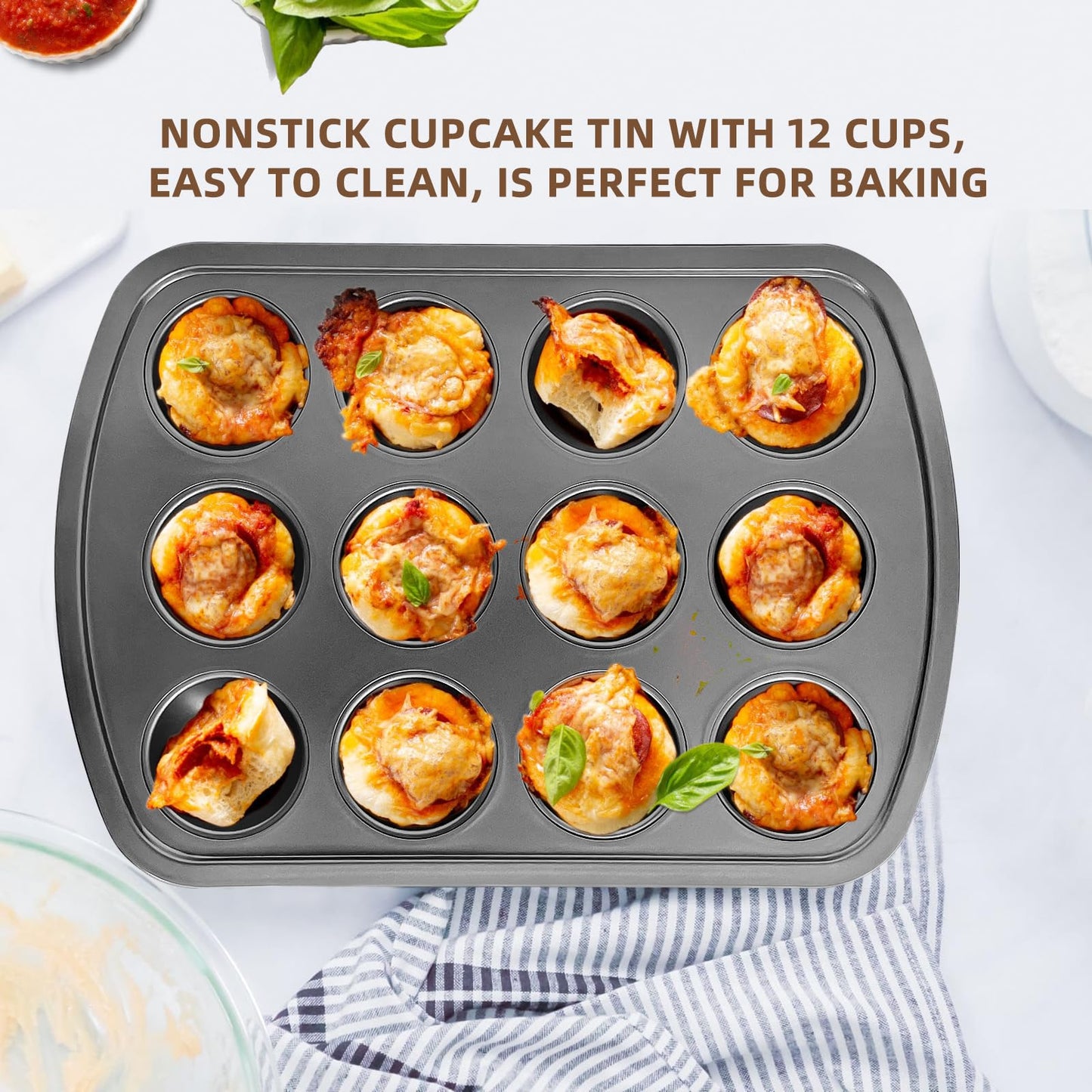 Wokic Nonstick 12-Cup Muffin Pan for Baking