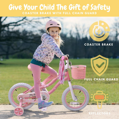 Girls 14" Pink Bike with Training Wheels