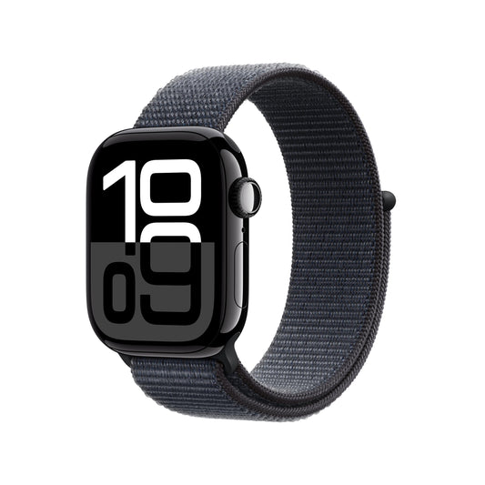 Apple Watch Series 10 [GPS 42mm case] Smartwatch with Jet Black Aluminium Case with Ink Sport Loop. Fitness Tracker, ECG App, Always-On Retina Display, Carbon Neutral