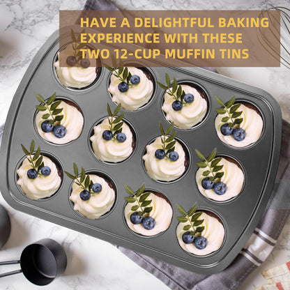 Wokic Nonstick 12-Cup Muffin Pan for Baking