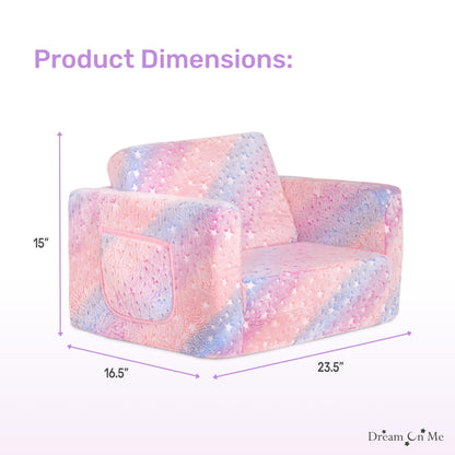 Dream On Me Nestle Kids Sofa in Tie Dye, 2-in-1 Convertible Sofa to Lounger, Low to Floor Design, Machine Washable Fabric Cover