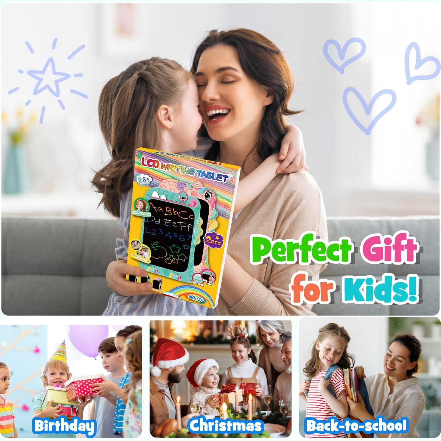 2 Pack Dinosaur LCD Writing Tablet for Kids
