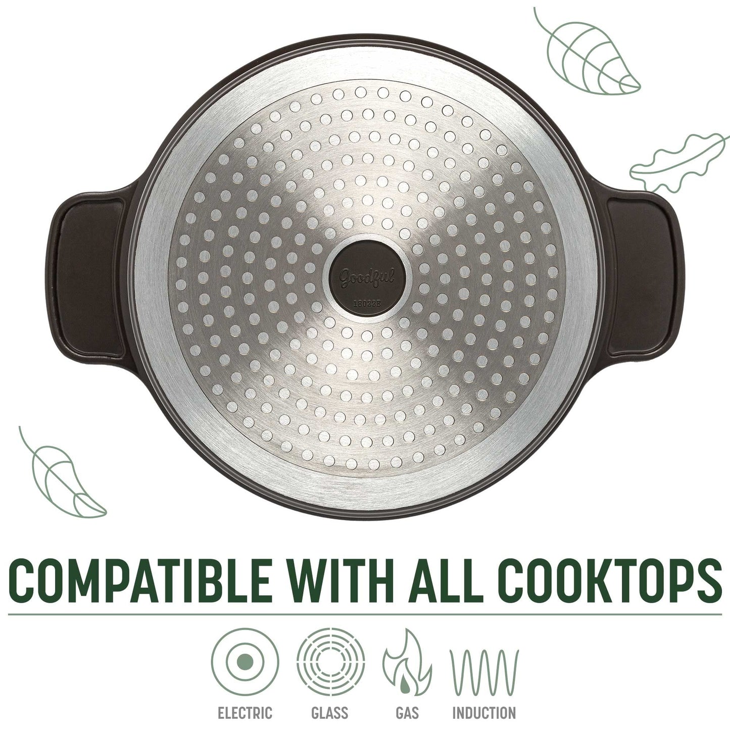 Goodful All-In-One Pot, Multilayer Nonstick, High Performance Cast Dutch Oven With Matching Lid, Roasting Rack And Turner, Made Without PFOA, Dishwasher Safe Cookware, 4.7-Quart, Graphite