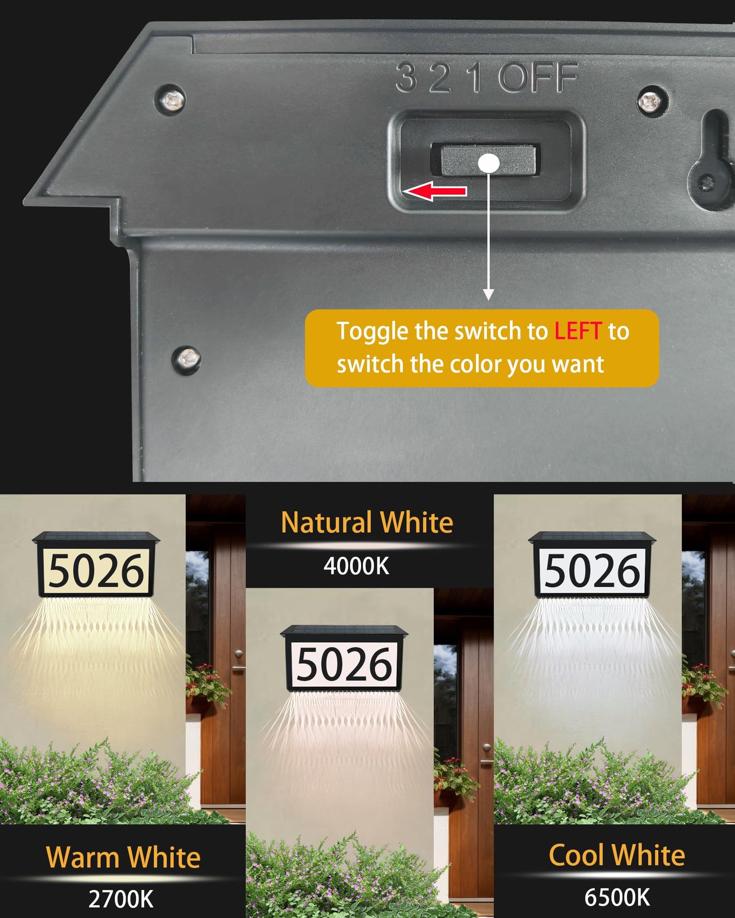 Solar LED House Number Sign for Outdoor Use