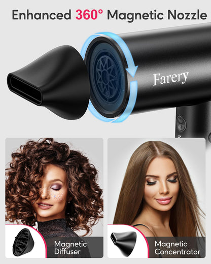 FARERY Ionic Hair Dryer with Diffuser, 1400W