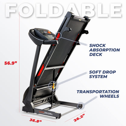 Sunny Health Folding Incline Treadmill with Bluetooth