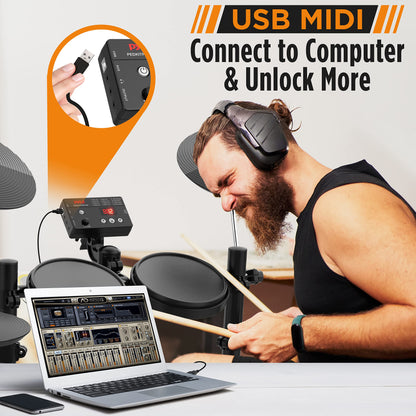 7-Piece Pyle Electronic Drum Set with MIDI Support