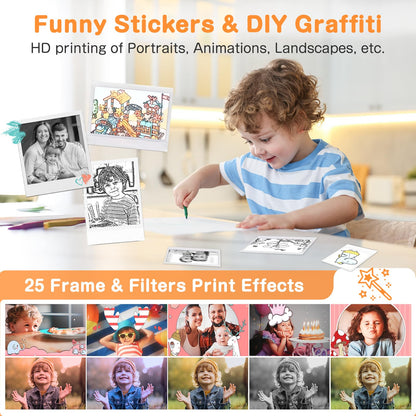 Kids Instant Print Camera with Dual-Lens 48MP