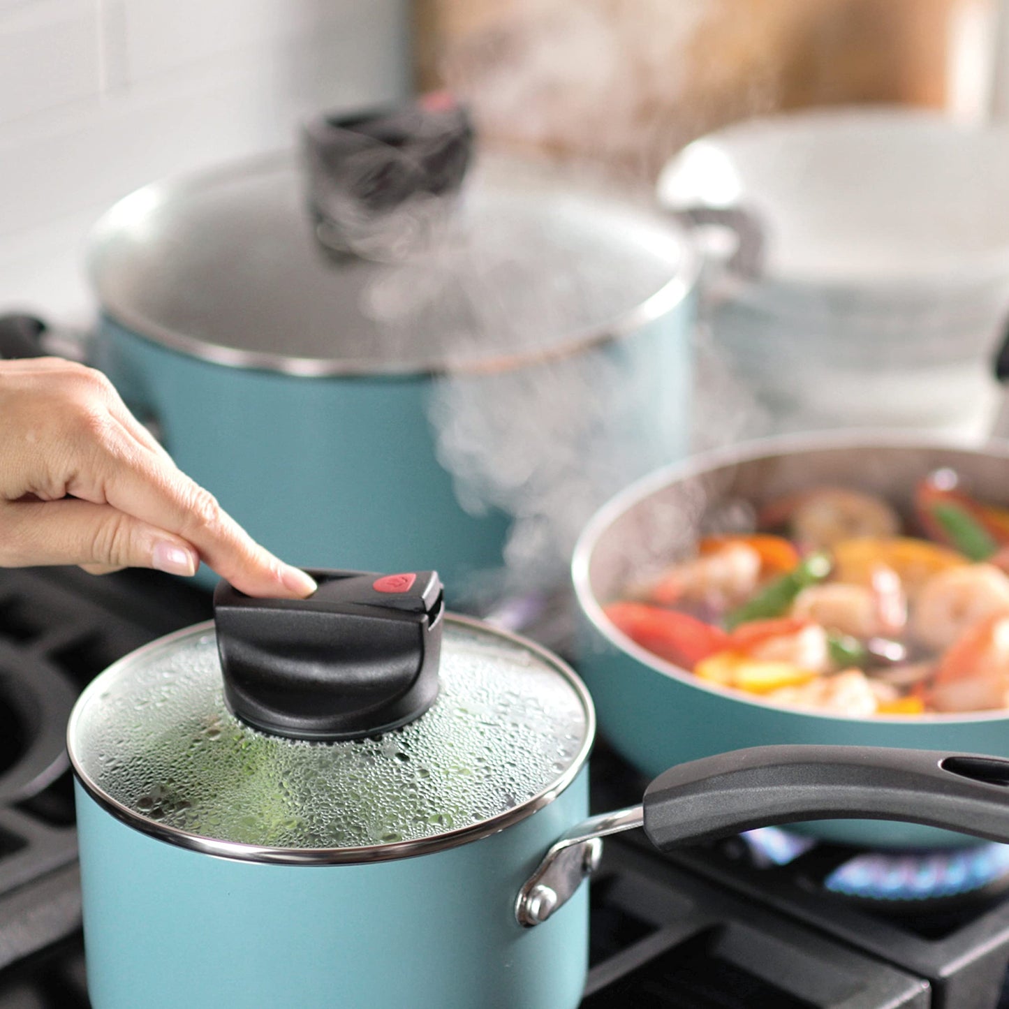 Farberware 14-Piece Nonstick Cookware Set, Aqua