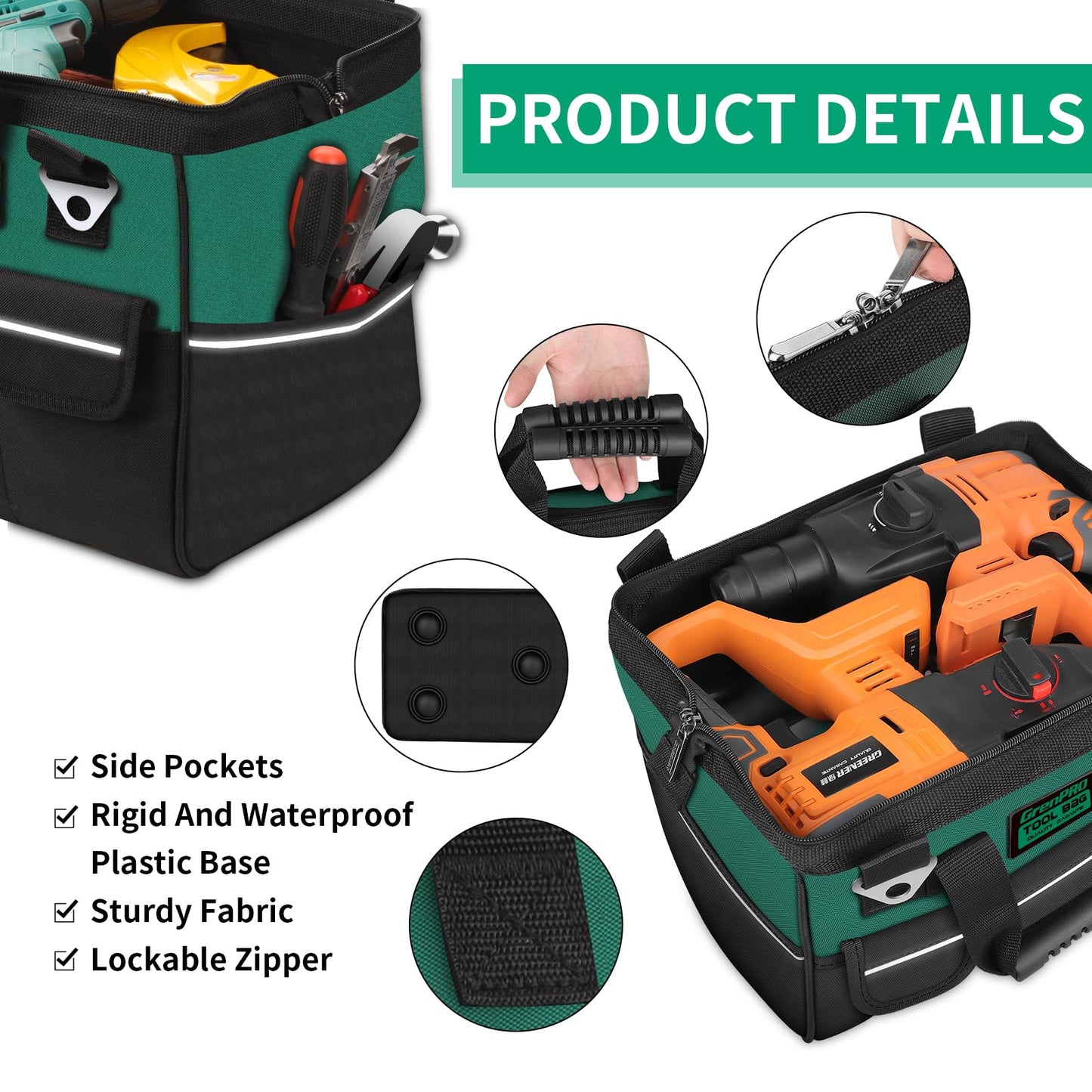 GRENPRO 14-Inch Heavy Duty Tool Bag Organizer