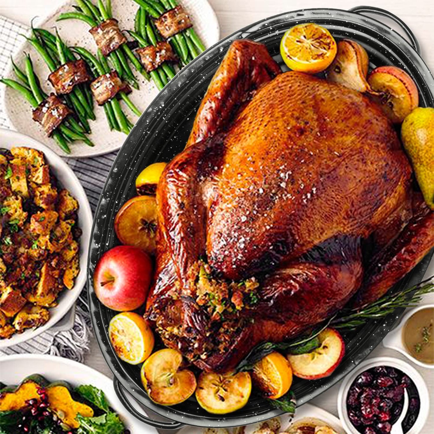 Granite Roasting Pan with Lid for Turkey