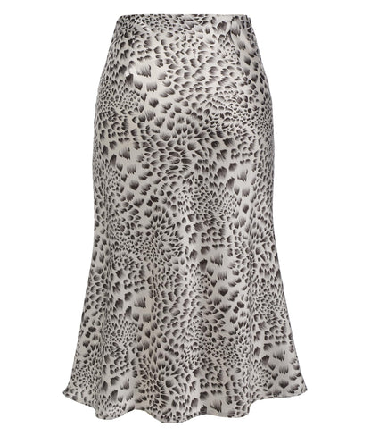 Cnlinkco Casual Satin Skirts for Women Sexy Leopard Bodycon Skirts Evening Midi Length Skirts White S